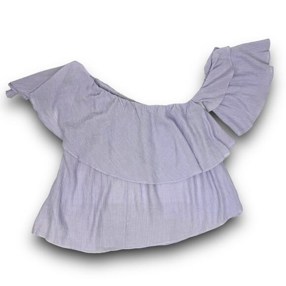 Do + Be Off Shoulder Cropped Ruffle Blouse Lavender Top Spring Summer Size Small - Picture 2 of 6